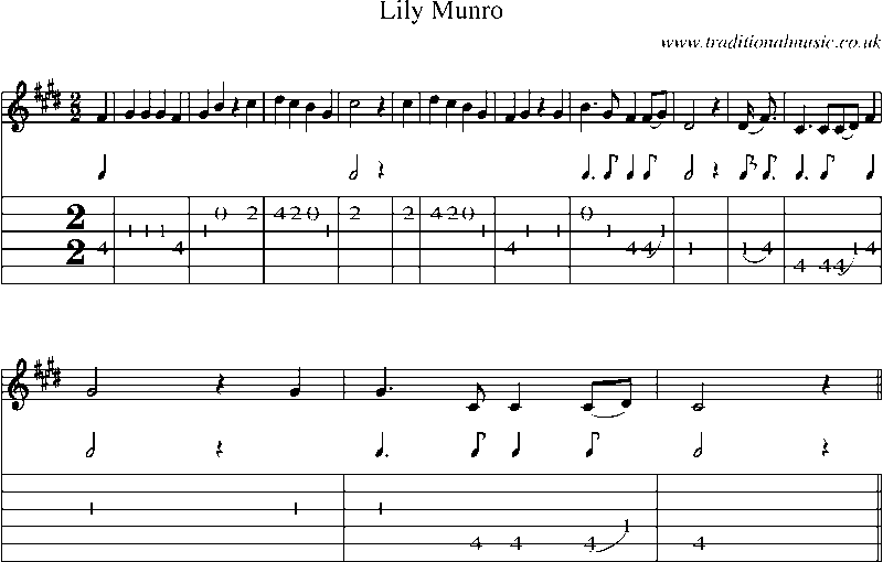 Guitar Tab and Sheet Music for Lily Munro