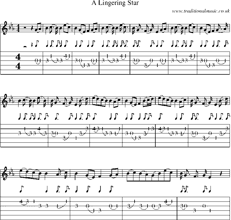 Guitar Tab and Sheet Music for A Lingering Star