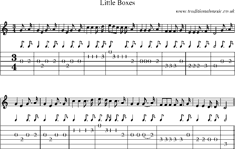 Guitar Tab and Sheet Music for Little Boxes