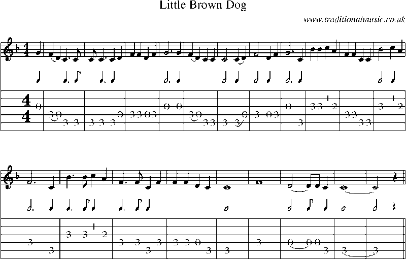 Guitar Tab and Sheet Music for Little Brown Dog
