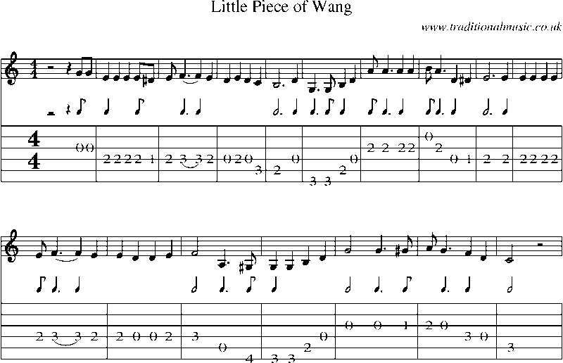 Guitar Tab and Sheet Music for Little Piece Of Wang