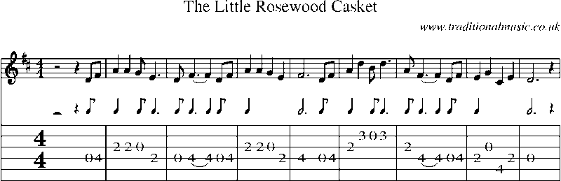 Guitar Tab and Sheet Music for The Little Rosewood Casket