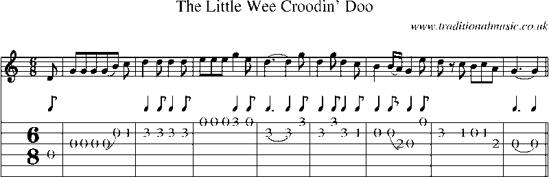 Guitar Tab and Sheet Music for The Little Wee Croodin' Doo