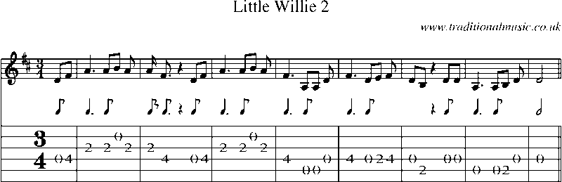 Guitar Tab and Sheet Music for Little Willie 2