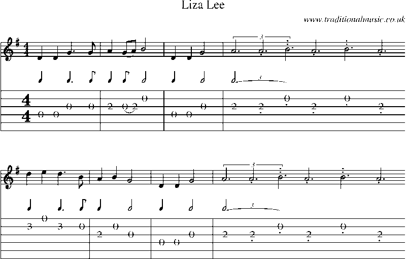 Guitar Tab and Sheet Music for Liza Lee