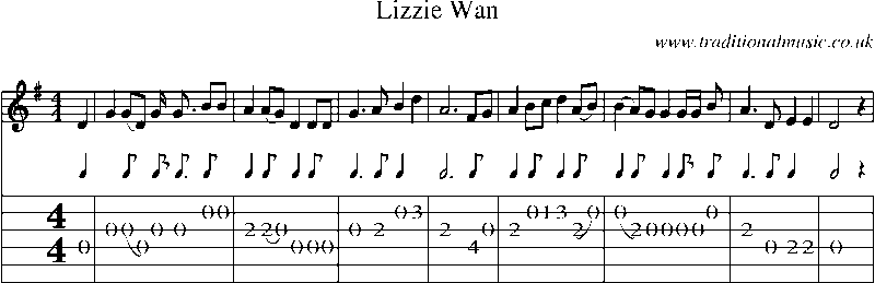 Guitar Tab and Sheet Music for Lizzie Wan(1)