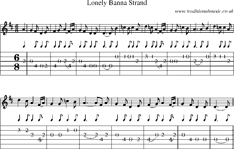 Guitar Tab and Sheet Music for Lonely Banna Strand