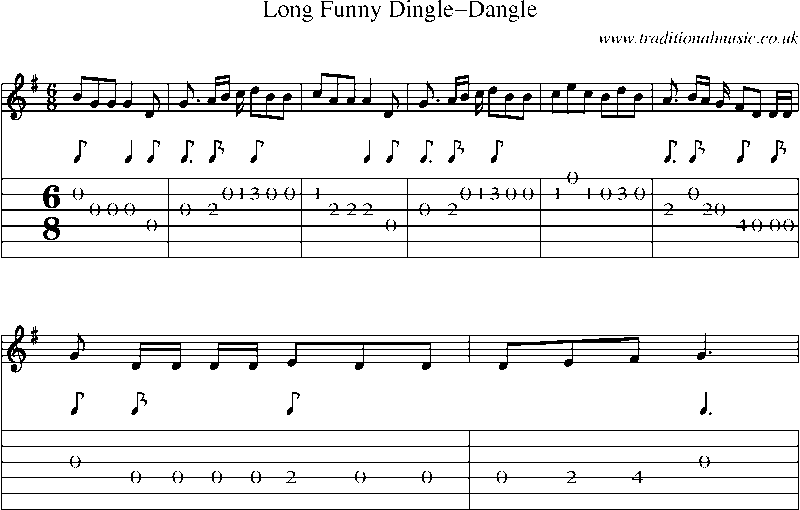 Guitar Tab and Sheet Music for Long Funny Dingle-dangle