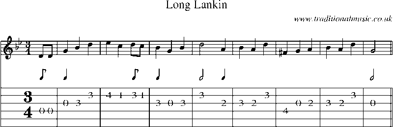 Guitar Tab and Sheet Music for Long Lankin