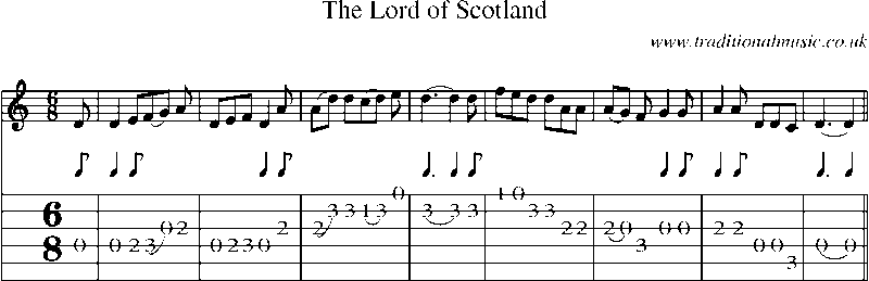 Guitar Tab and Sheet Music for The Lord Of Scotland