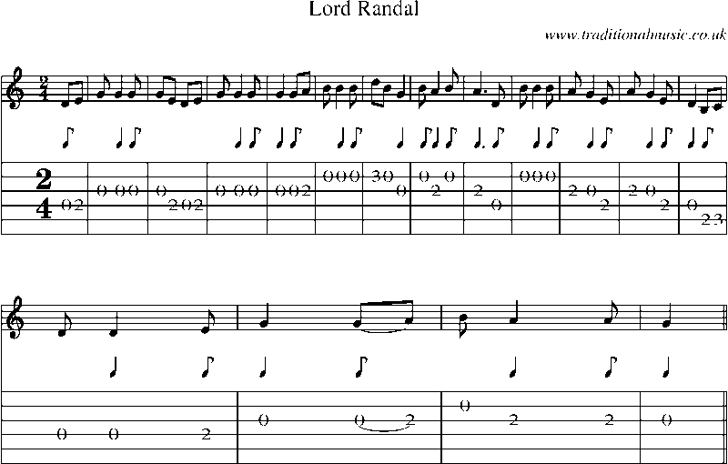 Guitar Tab and Sheet Music for Lord Randal(15)