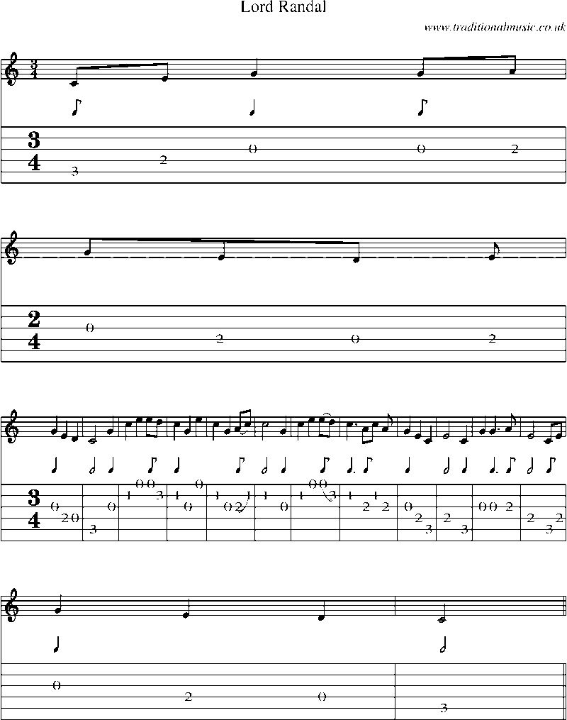 Guitar Tab and Sheet Music for Lord Randal(18)