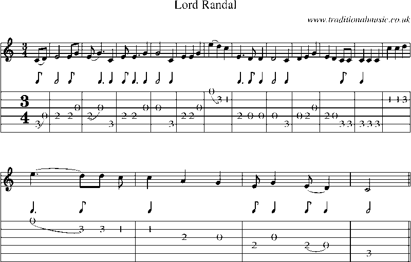 Guitar Tab and Sheet Music for Lord Randal(20)