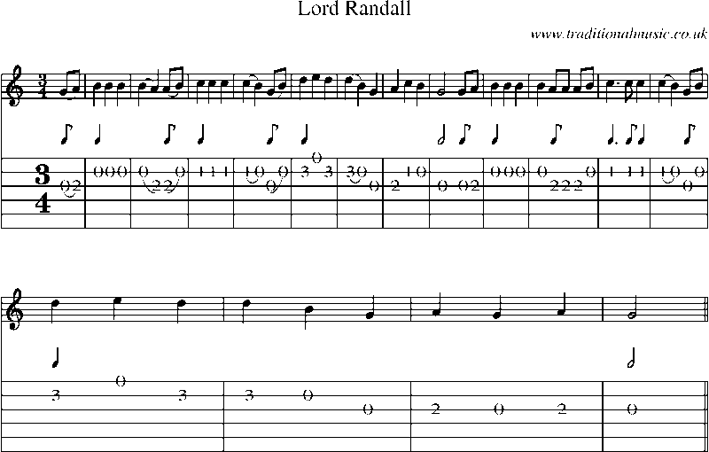 Guitar Tab and Sheet Music for Lord Randall(4)