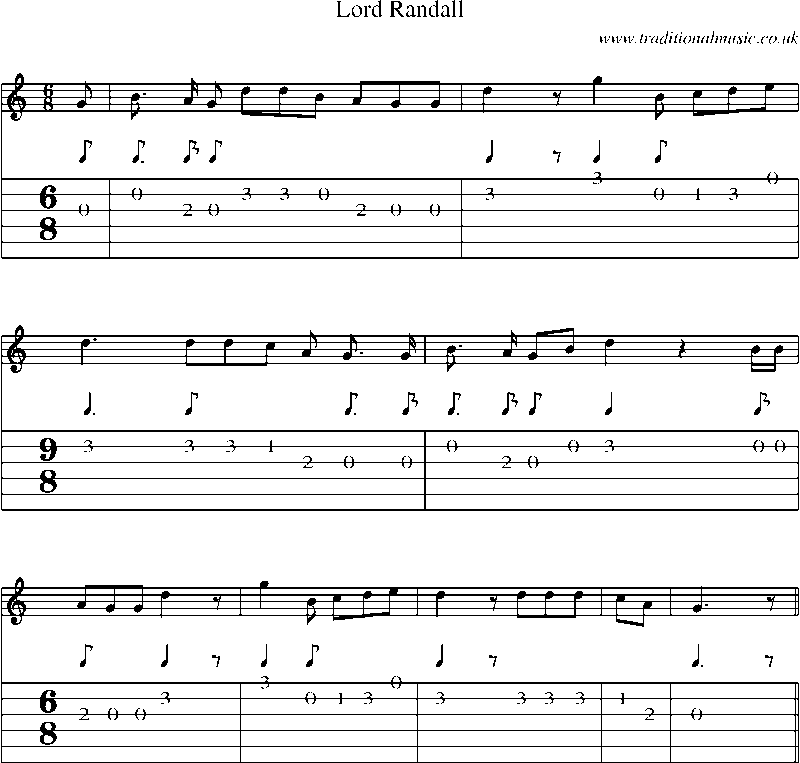 Guitar Tab and Sheet Music for Lord Randall(5)