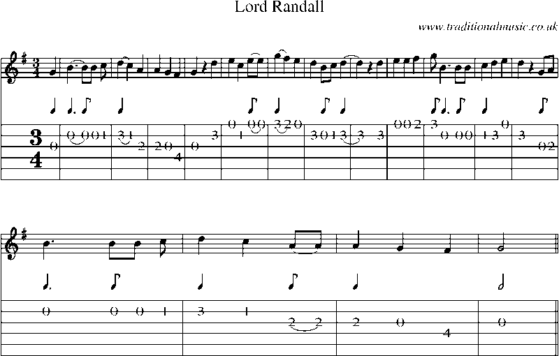 Guitar Tab and Sheet Music for Lord Randall(6)