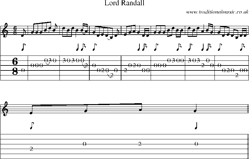 Guitar Tab and Sheet Music for Lord Randall(9)