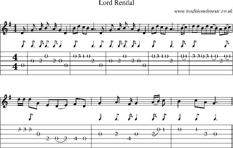 Guitar Tab and Sheet Music for Lord Rendal(11)