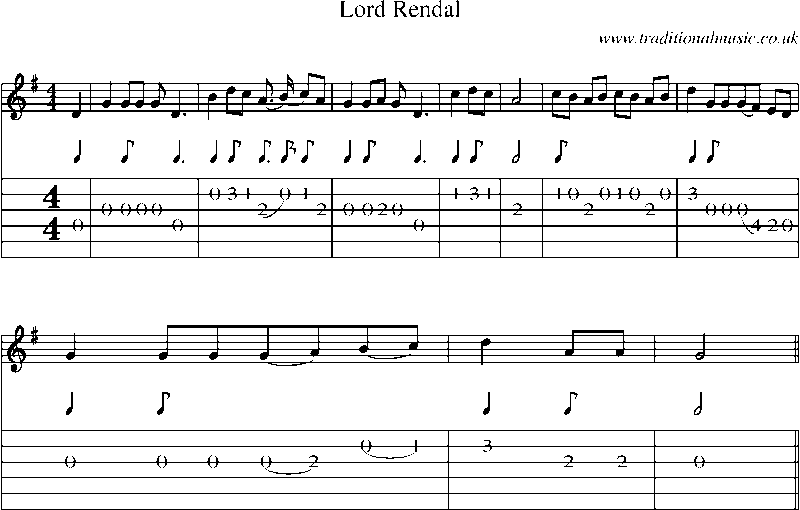 Guitar Tab and Sheet Music for Lord Rendal(12)