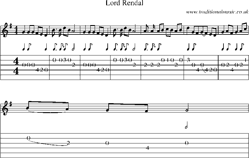 Guitar Tab and Sheet Music for Lord Rendal(13)