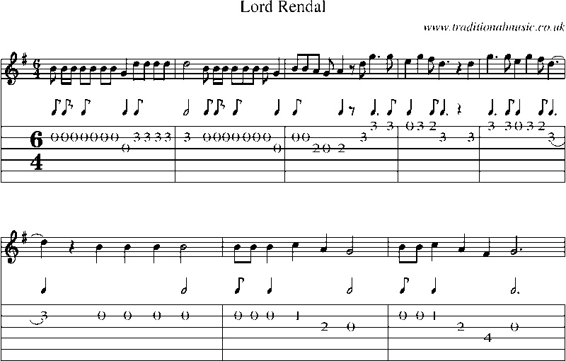 Guitar Tab and Sheet Music for Lord Rendal(14)