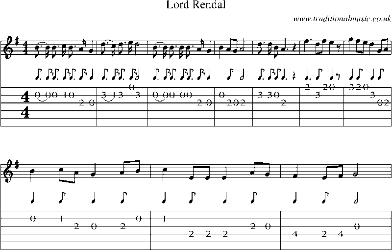 Guitar Tab and Sheet Music for Lord Rendal(15)