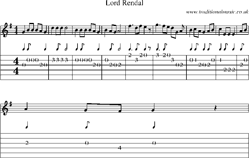 Guitar Tab and Sheet Music for Lord Rendal(16)