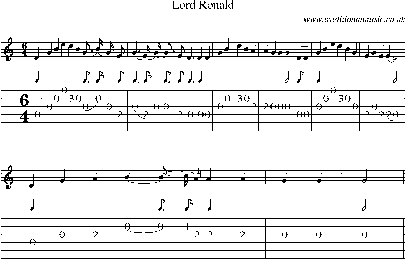 Guitar Tab and Sheet Music for Lord Ronald(2)