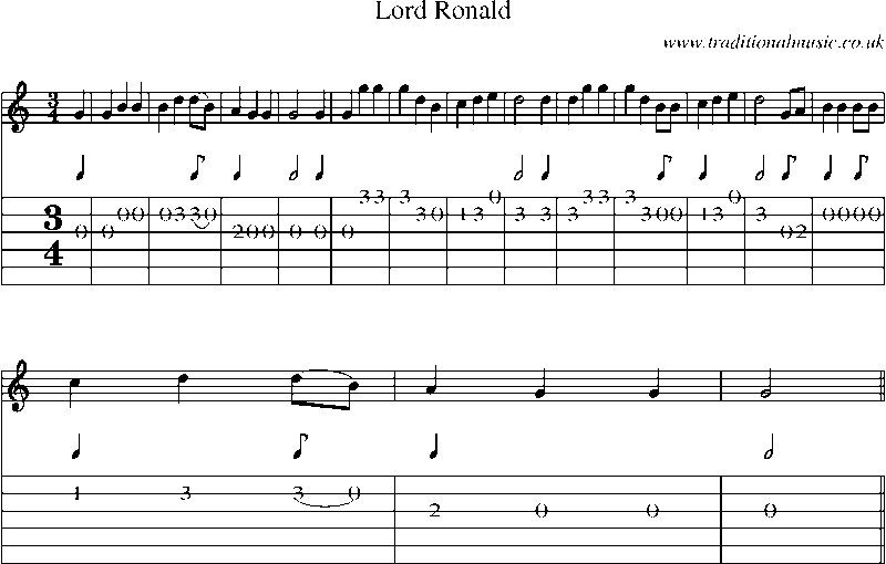 Guitar Tab and Sheet Music for Lord Ronald(3)