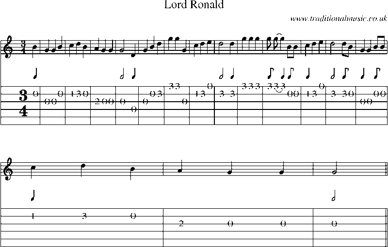 Guitar Tab and Sheet Music for Lord Ronald(4)
