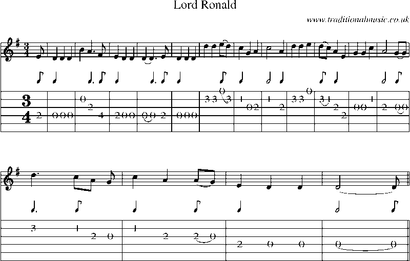 Guitar Tab and Sheet Music for Lord Ronald(5)