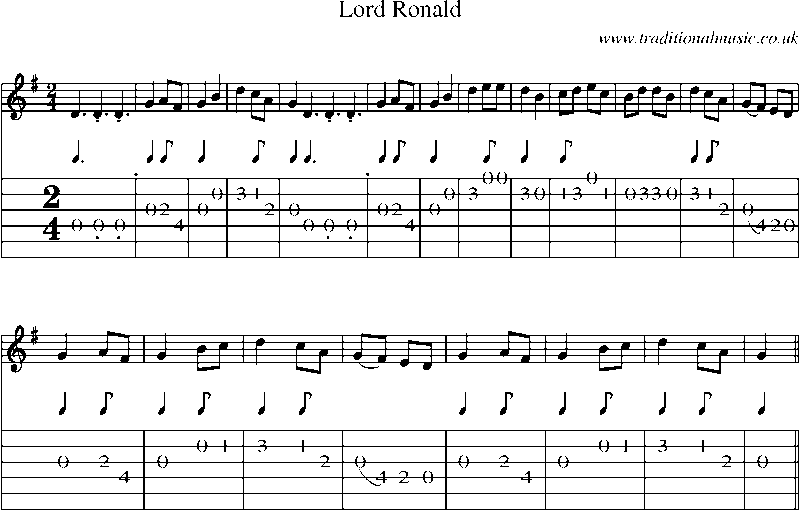 Guitar Tab and Sheet Music for Lord Ronald(6)