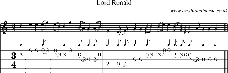 Guitar Tab and Sheet Music for Lord Ronald(8)