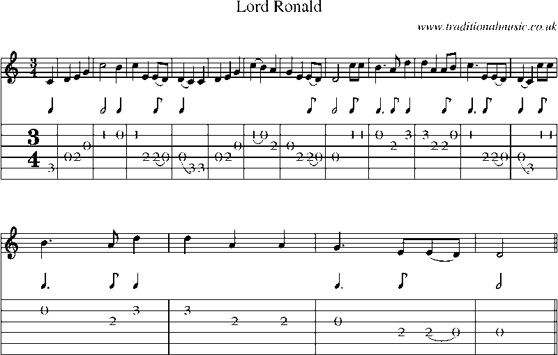 Guitar Tab and Sheet Music for Lord Ronald(9)