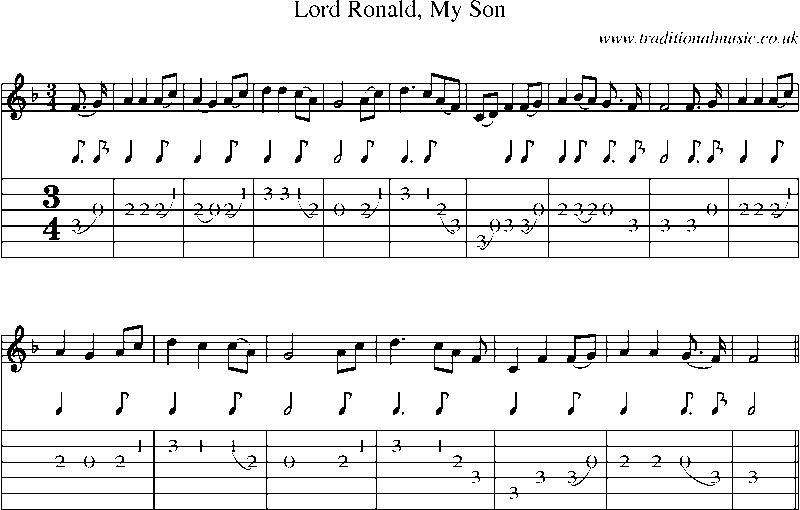 Guitar Tab and Sheet Music for Lord Ronald, My Son(3)