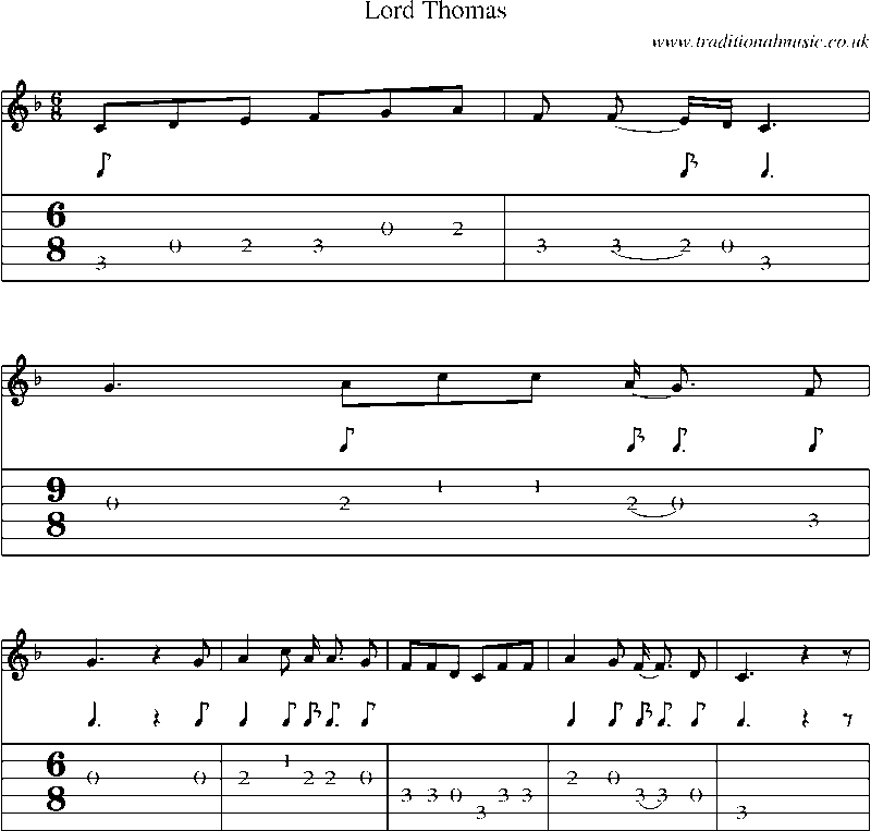 Guitar Tab and Sheet Music for Lord Thomas