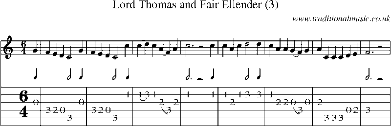 Guitar Tab and Sheet Music for Lord Thomas And Fair Ellender (3)