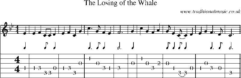 Guitar Tab and Sheet Music for The Losing Of The Whale