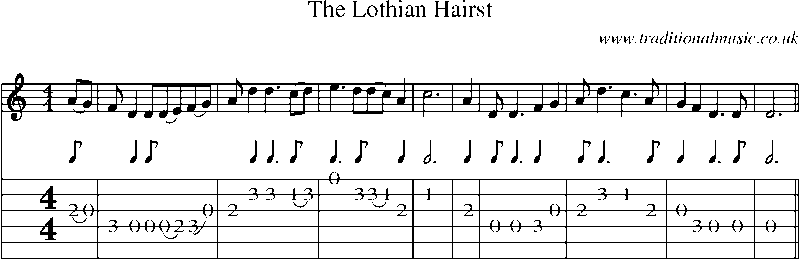 Guitar Tab and Sheet Music for The Lothian Hairst