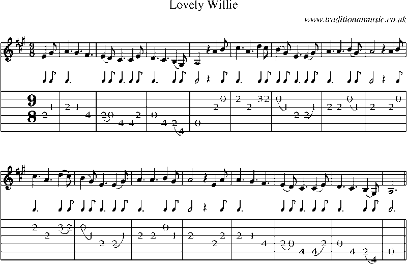 Guitar Tab and Sheet Music for Lovely Willie