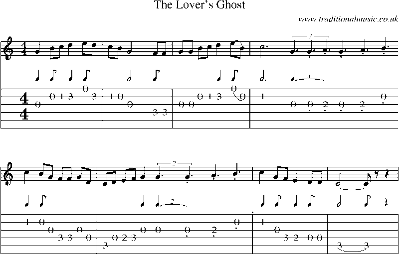 Guitar Tab and Sheet Music for The Lover's Ghost