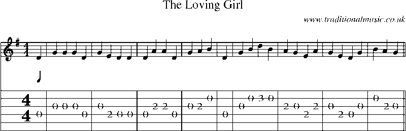 Guitar Tab and Sheet Music for The Loving Girl