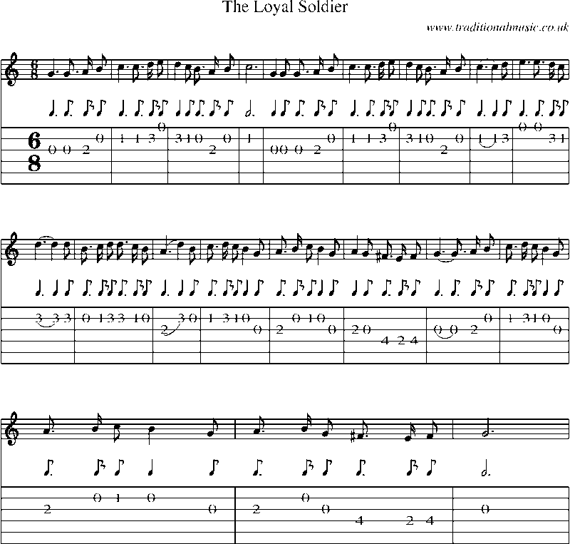 Guitar Tab and Sheet Music for The Loyal Soldier