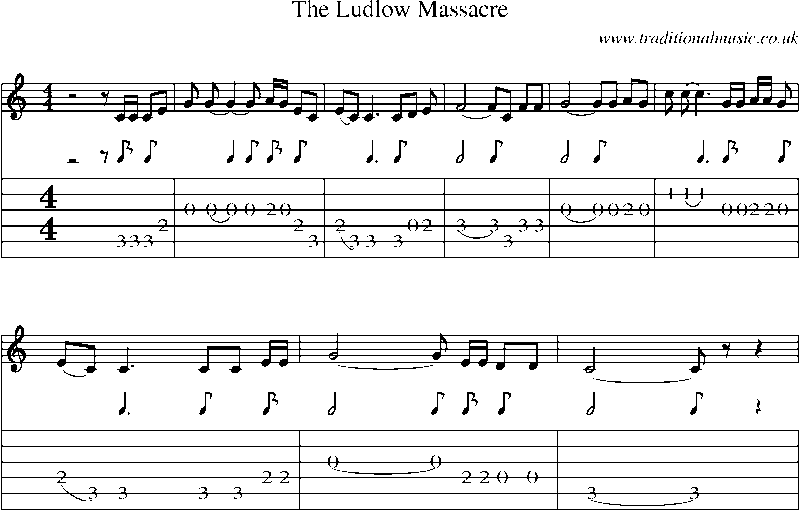 Guitar Tab and Sheet Music for The Ludlow Massacre