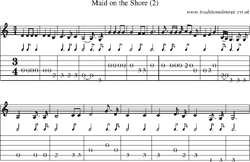 Guitar Tab and Sheet Music for Maid On The Shore (2)