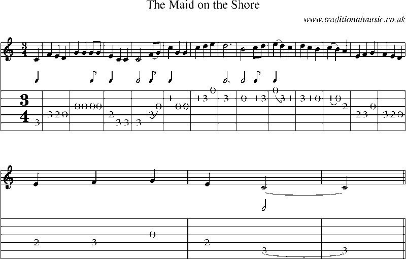 Guitar Tab and Sheet Music for The Maid On The Shore
