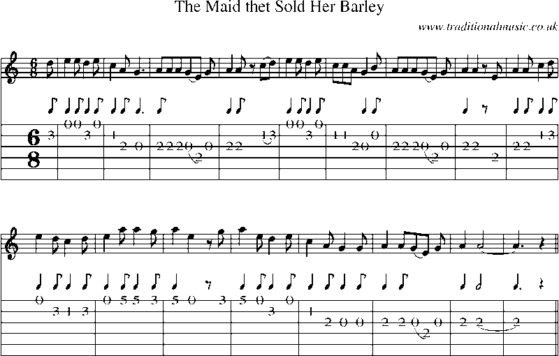 Guitar Tab and Sheet Music for The Maid Thet Sold Her Barley