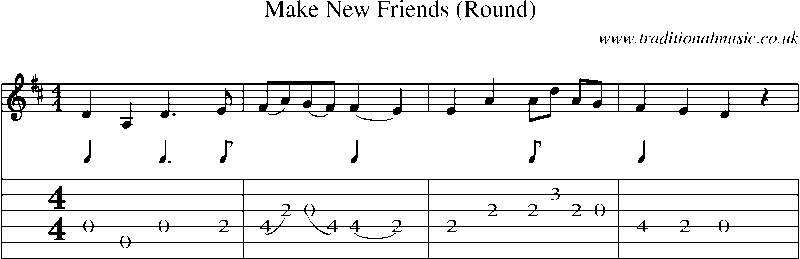 Guitar Tab and Sheet Music for Make New Friends (round)