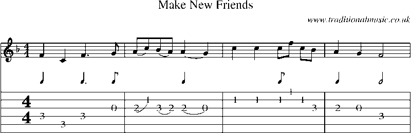 Guitar Tab and Sheet Music for Make New Friends