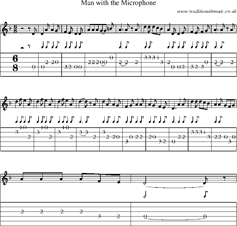 Guitar Tab and Sheet Music for Man With The Microphone